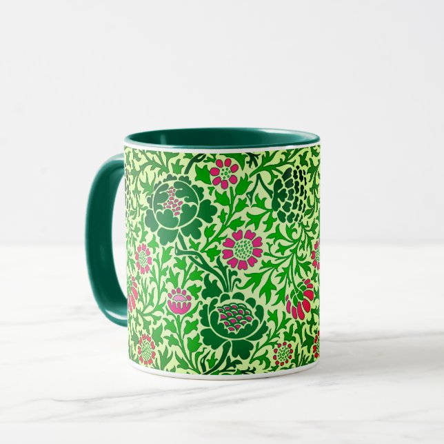 Caneca Jacobean Floral, Emerald e Verde limão (Frente Esquerda)