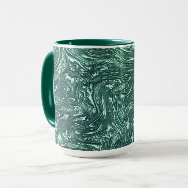 Caneca Jade texturizada e tons cianos verdes (Frente Esquerda)