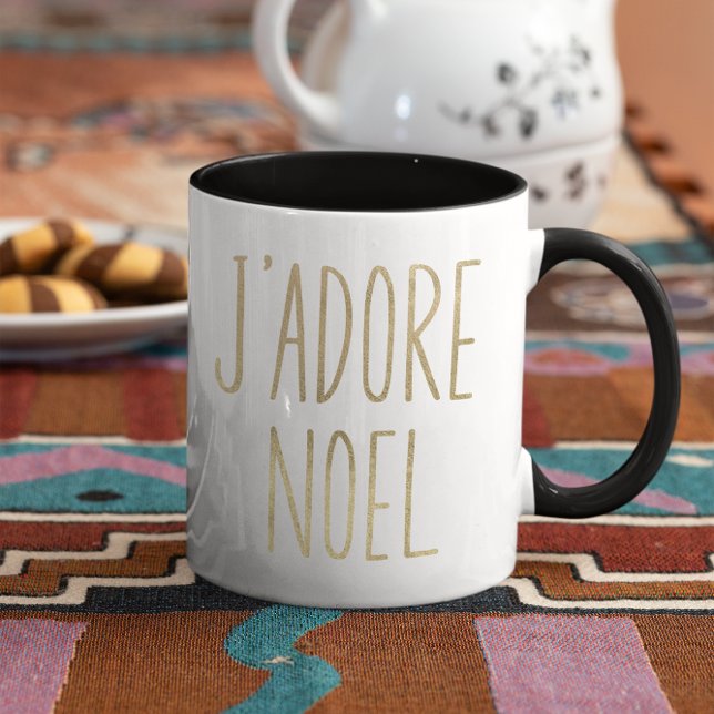 Caneca J'adore Noel Dourado e Black Minimalist Christmas (Criador carregado)