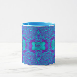 Caneca JANE ~ Zany 3D Fractal ~ Blue and Purple Mug