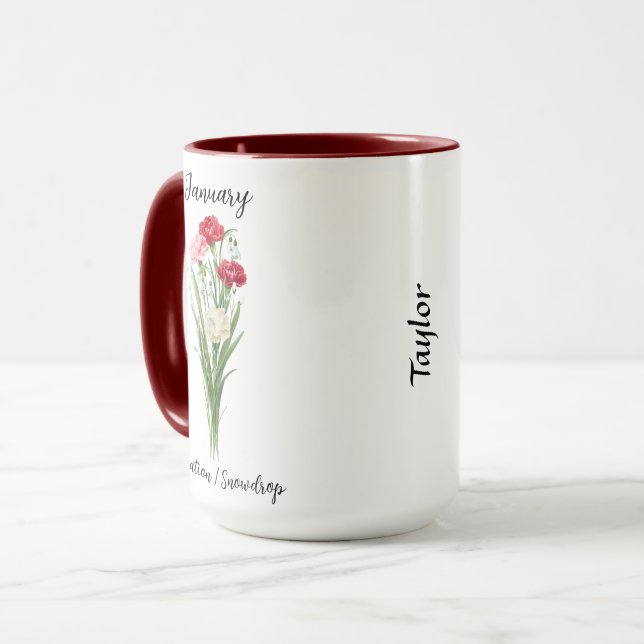 Caneca Janeiro Nascimento Flor Carnação e Neve (Frente Esquerda)