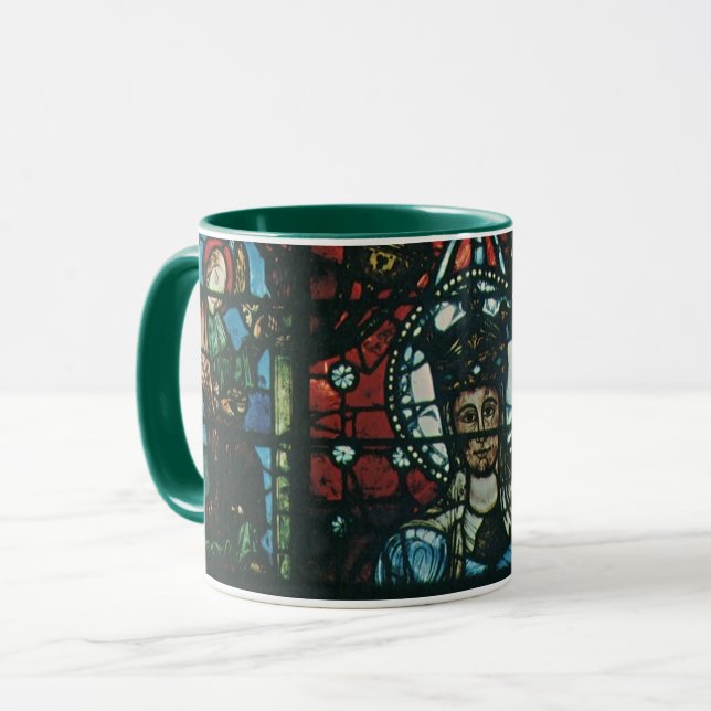 Caneca Janela de vitral de igreja religiosa vintage (Frente Esquerda)
