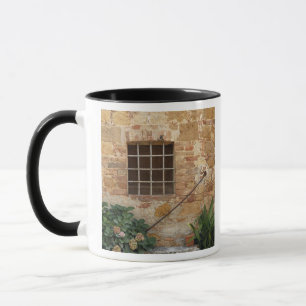 Caneca Janela e antiga parede de pedra, Pienza, Itália
