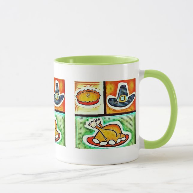 Caneca Janta de Ação de Graças de pop Art (Direita)