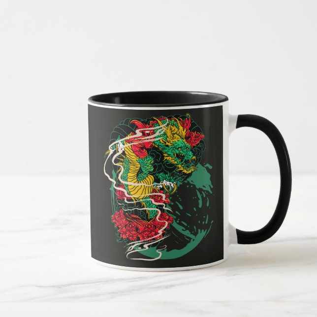 Caneca Japanese Dragon Peony Traditional Tattoo Art (Direita)
