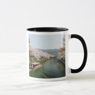 Caneca Japão, Quioto. Visualização de flores no barco