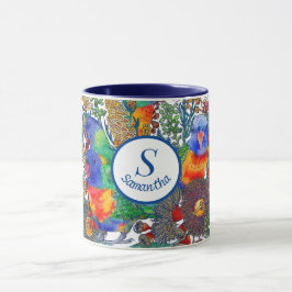 Caneca Jardim Botânico Personalizado de Lorikeet Arco-íri