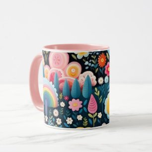 Caneca Jardim Caprichoso do Arco-íris Padrão de Fantasia