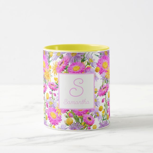 Caneca Jardim de Casa de Verão Monogramado Branco (Centro)