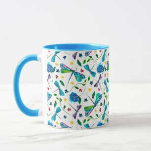 Caneca Jardim de Dragonfly de Aquarela em Cor Branca Pers