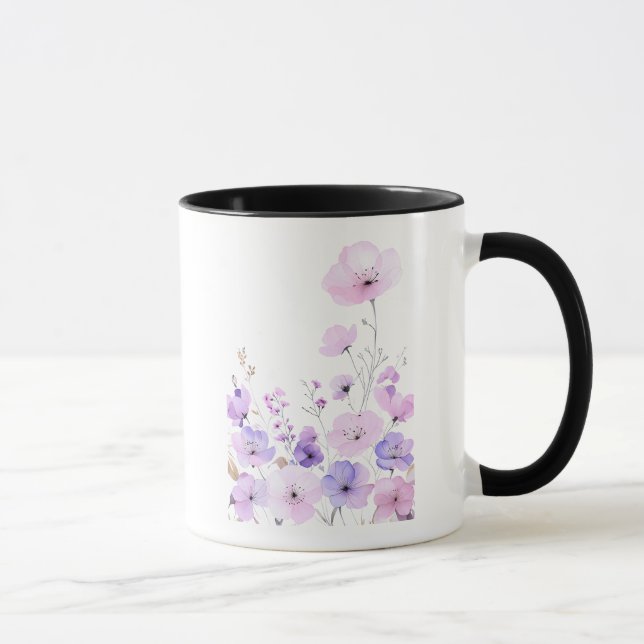 Caneca Jardim de Flores Silvestres Pastel em Flor Suave (Direita)