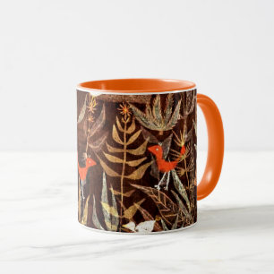 Caneca Jardim de Pássaros, abstrato de arte colorida de P