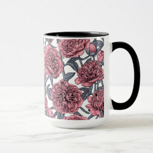 Caneca Jardim de peônias rosa