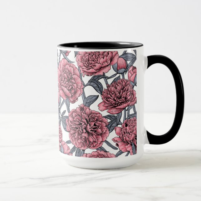 Caneca Jardim de peônias rosa (Direita)