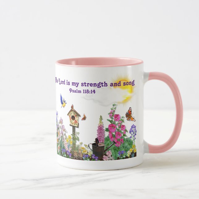 Caneca Jardim de Verão com mensagem de Bíblia. (Direita)