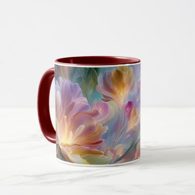 Caneca Jardim floral sonhador abstrato (Frente Esquerda)