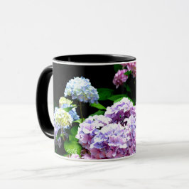 Caneca Jardim Hydrangea, rosa, azul, floral roxo