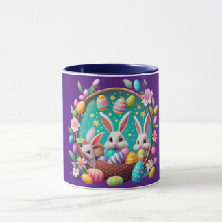 Caneca jarra con un lindo conejo de pascua.