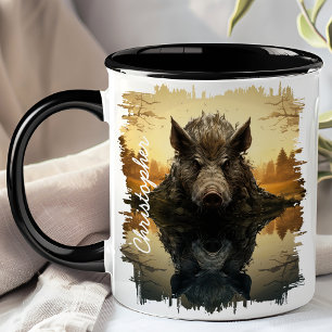 Caneca Javali no Reflexo do Lago de Outono