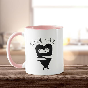Caneca Je T’aime Heart Hug Sweet Custom Name Cheio of Lov