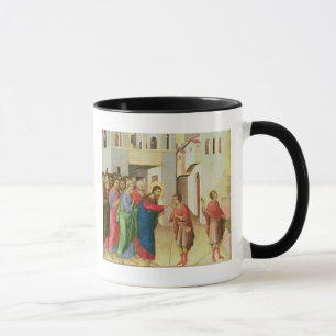Caneca Jesus abre os olhos de uma cortina nascida do