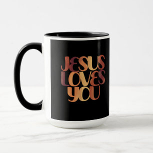 Caneca Jesus ama Design da tipografia cristã