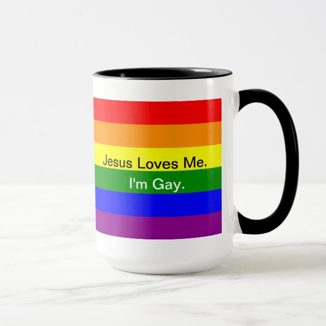 Caneca "Jesus ama-me.  Eu sou alegre. " (Direita)