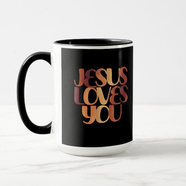 Caneca Jesus Ama o Design de Tipografia Cristã  (Esquerda)