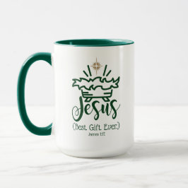 Caneca JESUS BEST GIFT EVER Green Scripture Christmas
