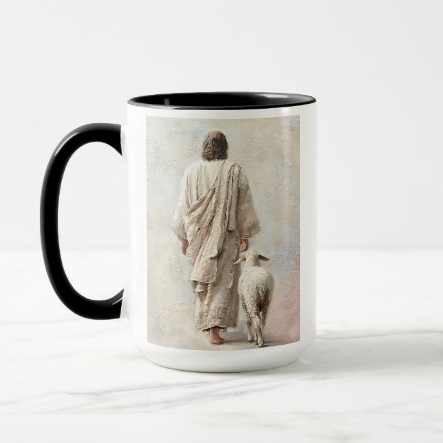 Caneca Jesus Caminhando com o Cordeiro (Esquerda)