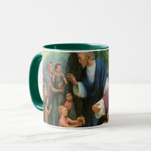 Caneca Jesus Cristo Bendito Crianças, Religião Vintage