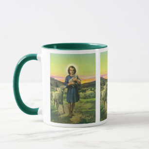 Caneca Jesus Cristo Pastor Vintage com Cordeiro Bebê