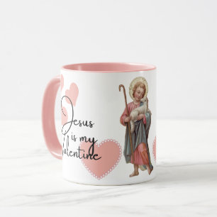 Caneca Jesus é meu Namorados, coração cor-de-rosa, religi