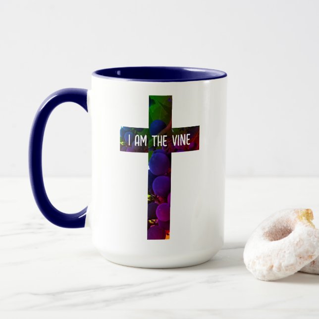 Caneca Jesus é o Vine Cross e a Bíblia Graphics Verse (Com Donut)