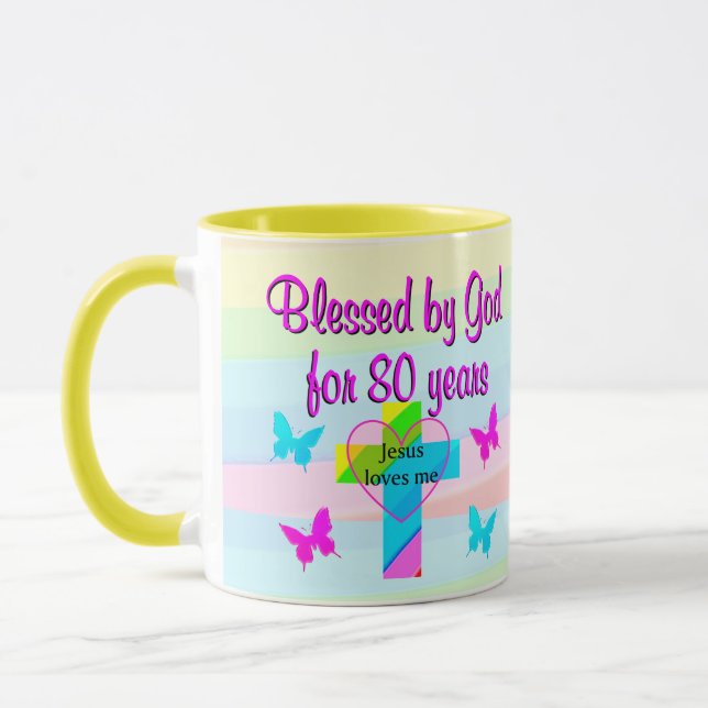 CANECA JESUS ME AMA 80 ANIVERSÁRIO MUG (Esquerda)