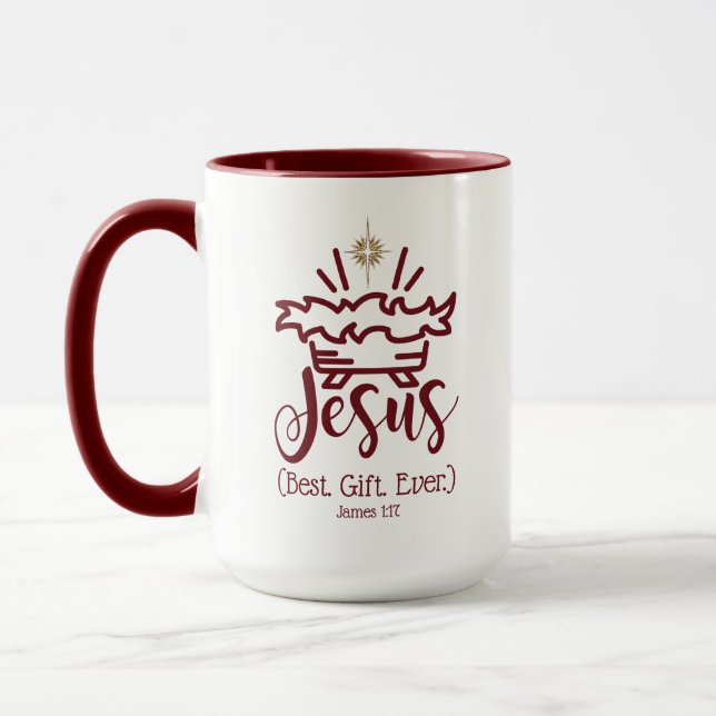 Caneca JESUS MELHOR PRESENTE DE NATAL Ever Red Scripture  (Esquerda)