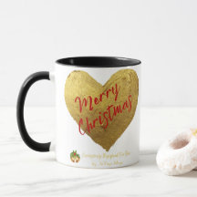 Jevays Christmas Dourado Heart Mugs