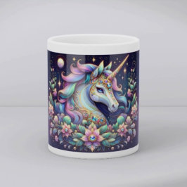 Caneca Jewel Toned Unicorn Floral Fantasy