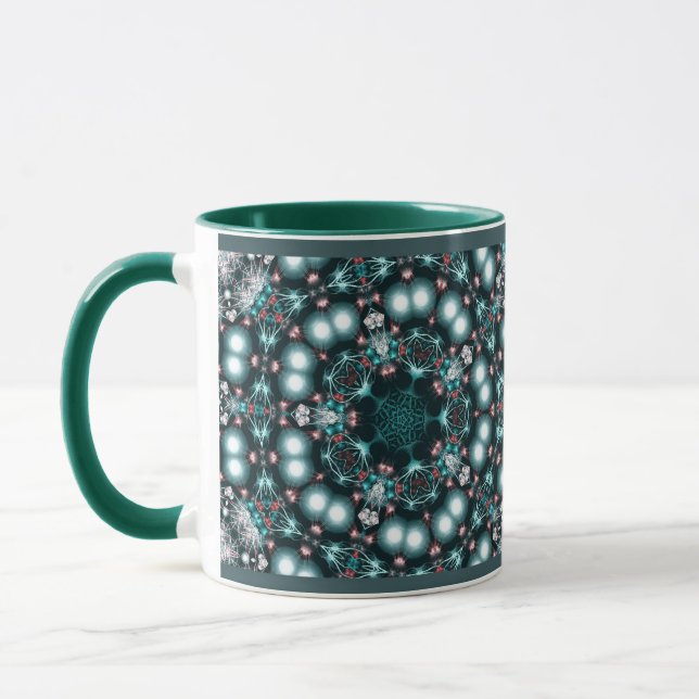 Caneca Jewelia : Aqua Green Fractal Jewels Mug (Esquerda)