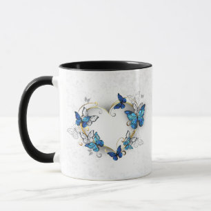 Caneca Jewelry Heart with Butterflies Morpho