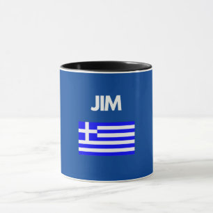 Caneca Jim Grego Name com Design de bandeira grega