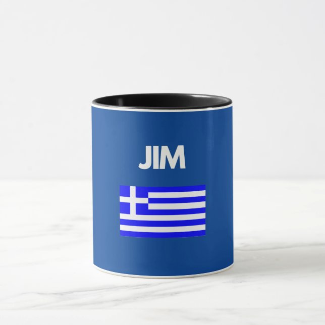 Caneca Jim Grego Name com Design de bandeira grega (Centro)