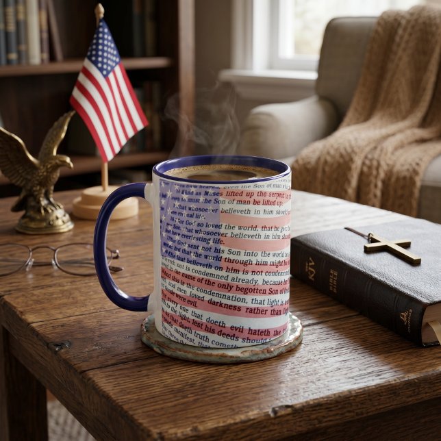 Caneca João 3:16 e bandeira americana (Criador carregado)