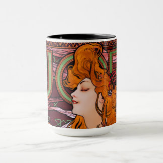 Caneca JOB de Alphonse Mucha Arte Antigo Art Nouveau