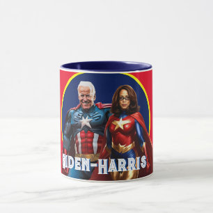 Caneca Joe Biden e Kamala Harris como Superheros