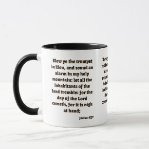 Caneca Joel 2:1 Bíblia KJV Verso Mug De Dois Tons