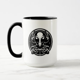 Caneca Jogador de Alienígenas extraterrestre com Fones de