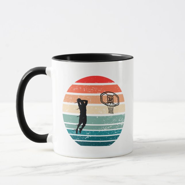 Caneca Jogador de basquete vintage retro sunset (Esquerda)