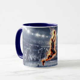 Caneca Jogador de basquetebol com o Fire Slam Dunk