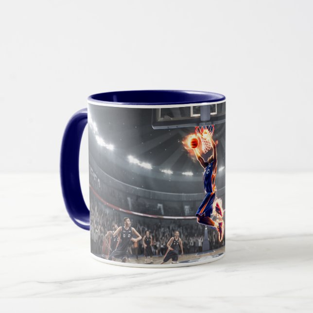 Caneca Jogador de basquetebol com o Fire Slam Dunk #3 (Frente Esquerda)